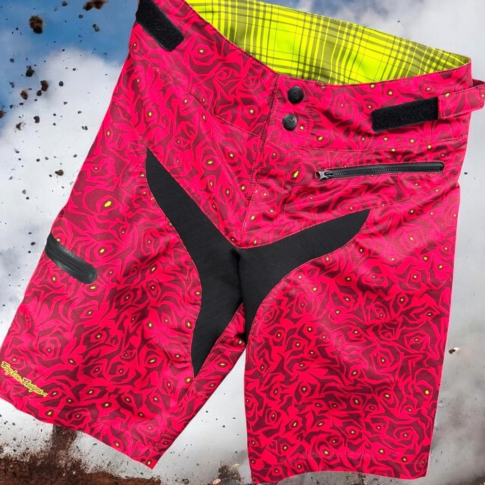 Troy Lee Designs Shorts Women S Red Pink Abstract Pattern Mountain Bike Cycling